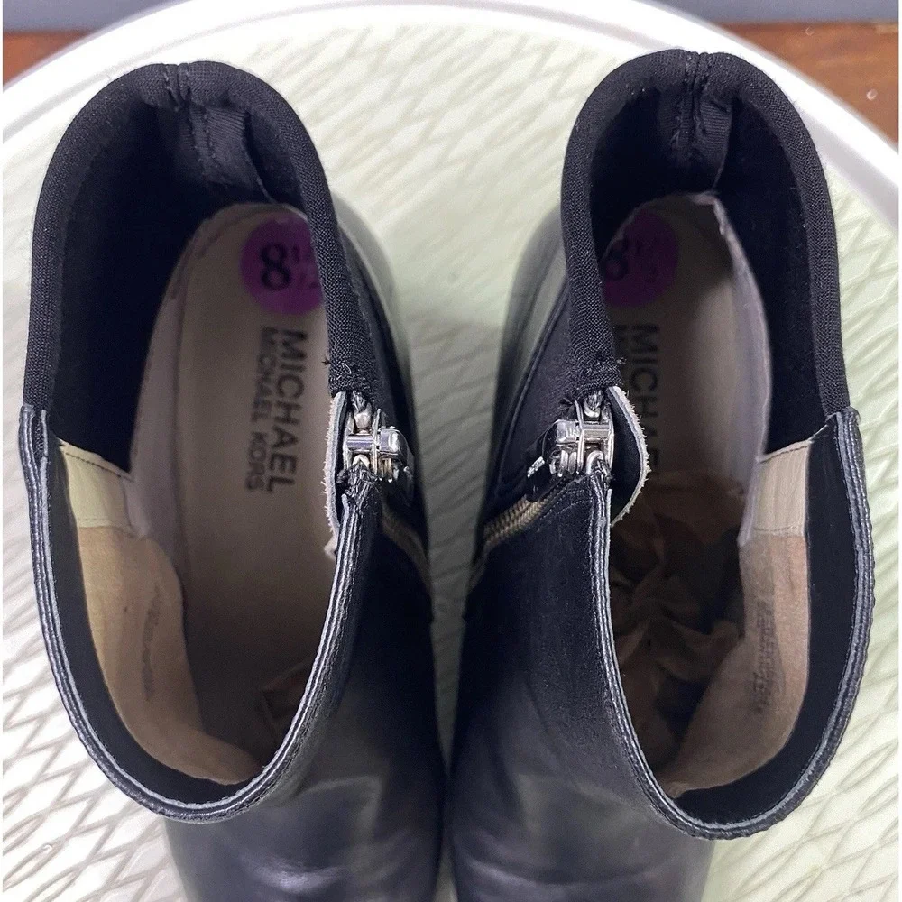 Michael Kors Bromley Women's Leather Ankle Bootie Wedges Black Boots‎ Sz. 8.5 M